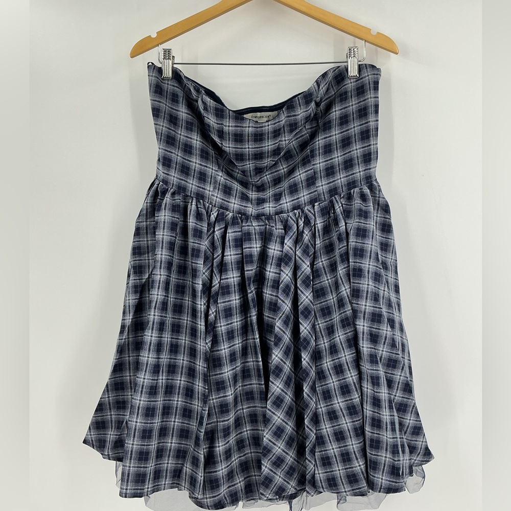 Kathrine Plaid Strapless Mini Dress XL - Picture 3 of 9